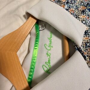 Robert Graham White Collared Polo with Neon Green Trim